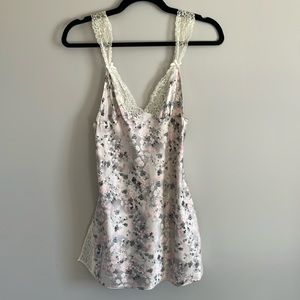 Floral and lace pink slip